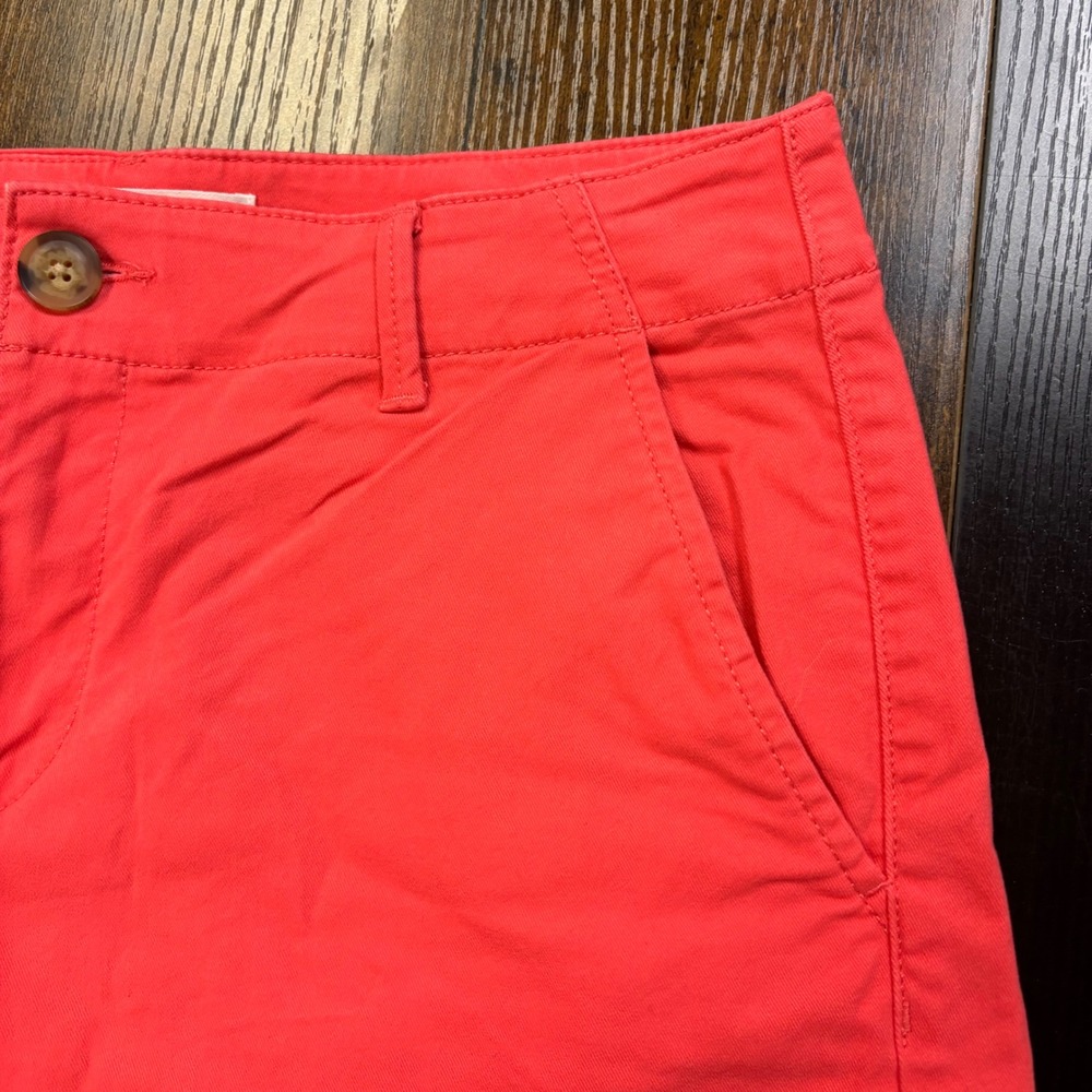 Loft The Monroe 4 Inch Shorts Coral Red Pink Chino Size 4 Mid Rise Summer Casual - Picture 2 of 6